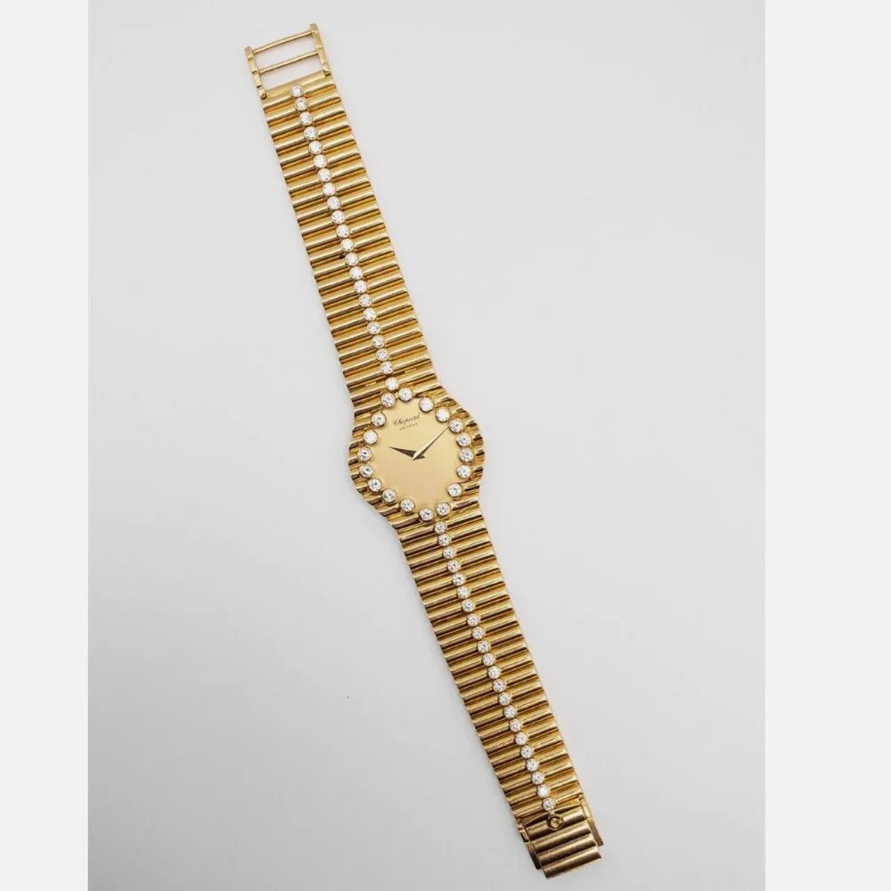 CHOPARD Ladies Diamond 18k Yellow Gold 32mm Midsize Ladies Watch Iced - Picture 6 of 6